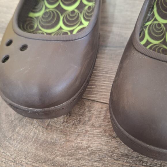 Crocs Frances mary jane brown wedge clog heels womens 11 - Picture 3 of 7